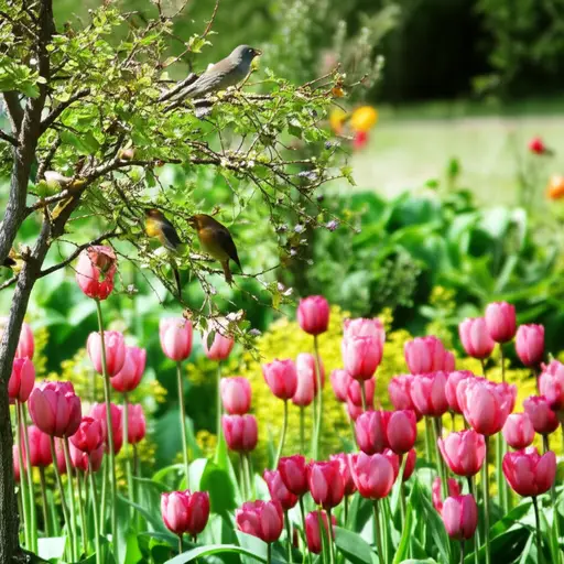 鸟鸣声充满了花园。