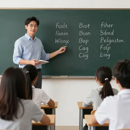 他教外国学生英语。