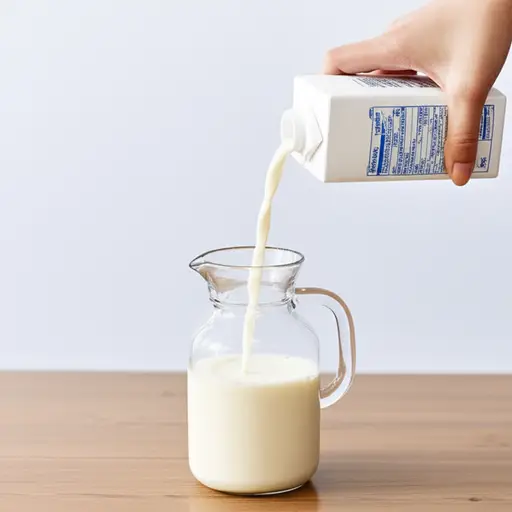 我把牛奶倒进了一个壶里。