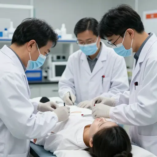 法医团队检查尸体以寻找线索。
