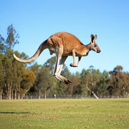 袋鼠用它强健的后腿进行长距离跳跃。