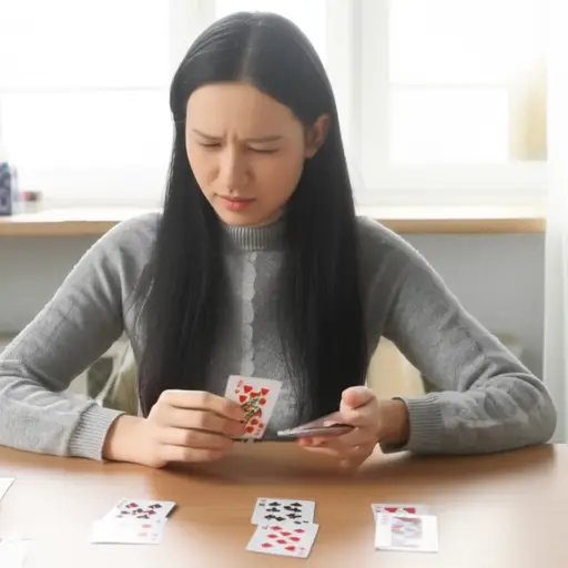 她正在学习纸牌魔术作为爱好。