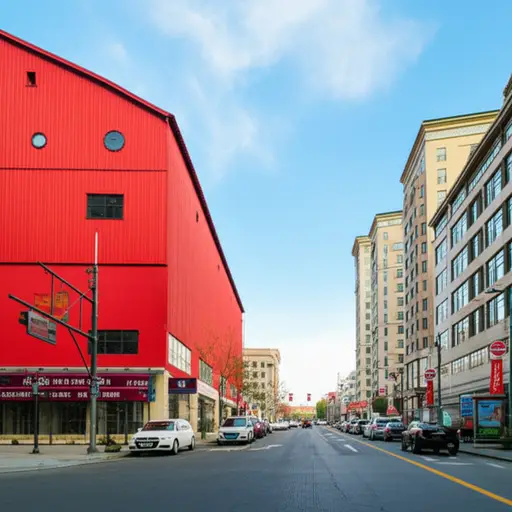 沿着主街向北开，直到你看到左边那个红色的大谷仓。