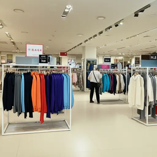 这个商场售卖许多不同的衣服。