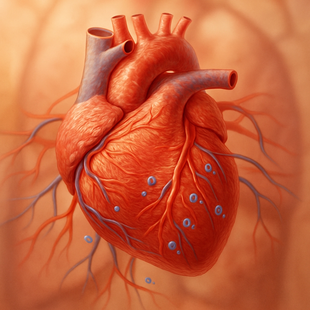 心脏肌肉努力工作，把氧气输送到各个器官。