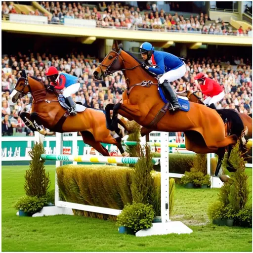 许多技术娴熟的骑手参加马术比赛。