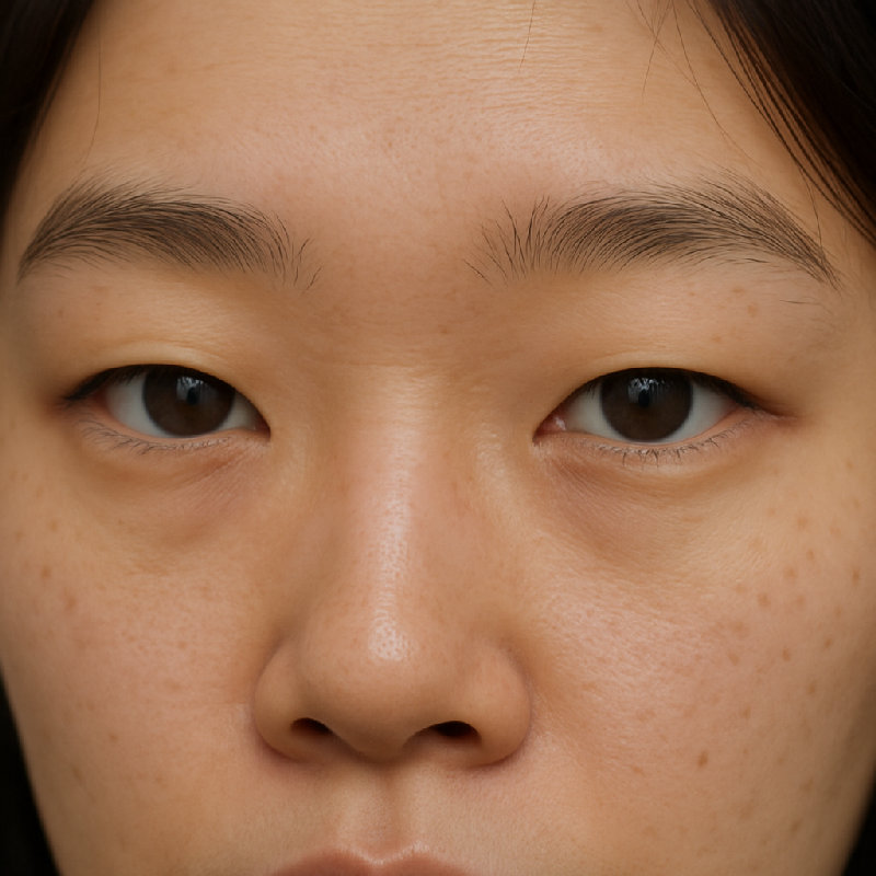 我的眼睛是单眼皮。