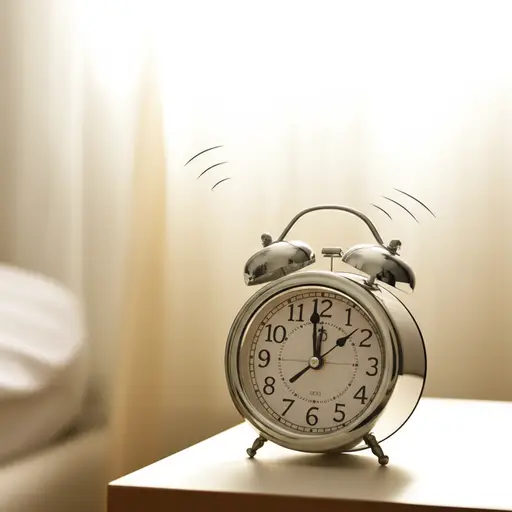 我的闹钟每天早上七点响。