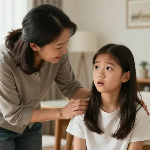 Donna 的母亲听到了她 frantic 的喊叫声，现在 soothingly 地说："你忘了 Elaine 在她朋友家过夜了吗？"