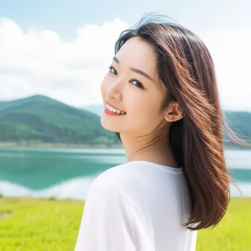 她让轻柔的微风吹拂她的脸颊。