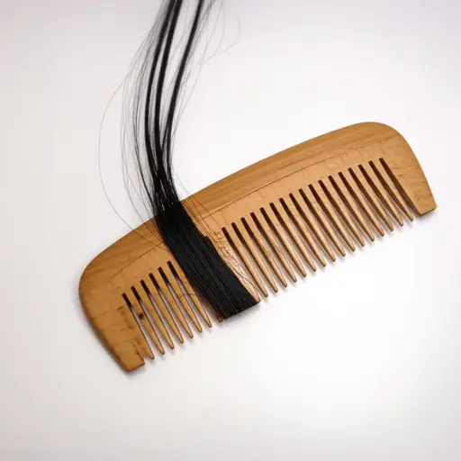 梳子上缠着一根头发。