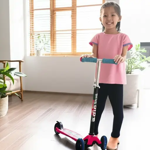 我生日时得到了一辆新的滑板车。