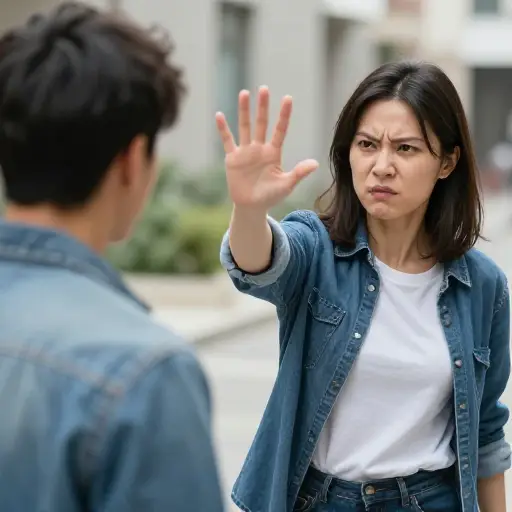 她在狂怒中打了他。