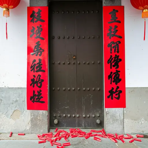 春节期间，家家户户都会贴春联、放鞭炮庆祝这个传统节日。