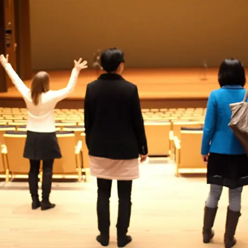 我们在音乐会的幕间休息时伸展了一下腿脚。