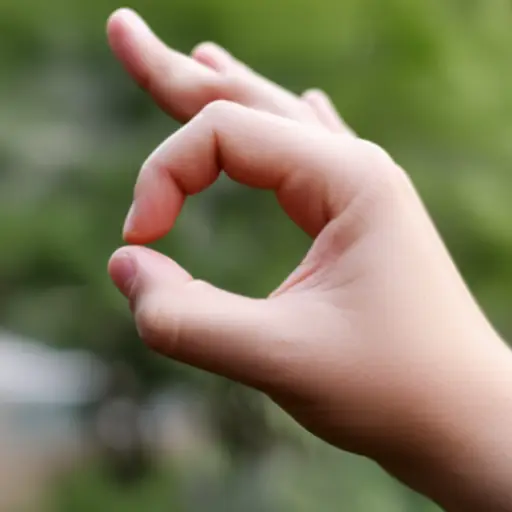 要形成圆圈，将拇指和小指相连。