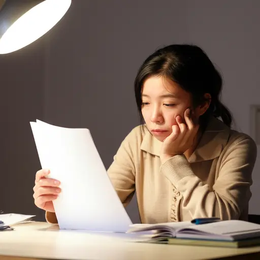 盯着空白的稿纸，她对于能否完成小说感到一阵悄然袭来的绝望。