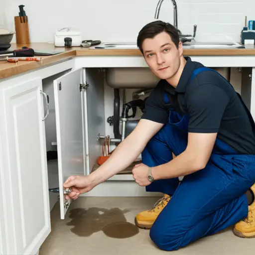 水管工来修理漏水的水龙头。