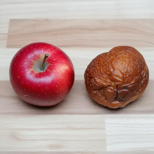 这个苹果是好的，但另一个坏了。