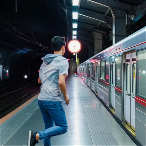 他害怕赶不上最后一班地铁。