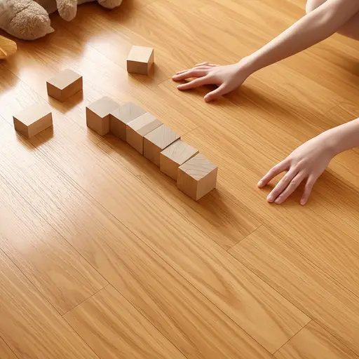 请把玩具从地板上捡起来。