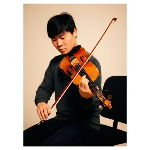 他正在给他的小提琴调音。