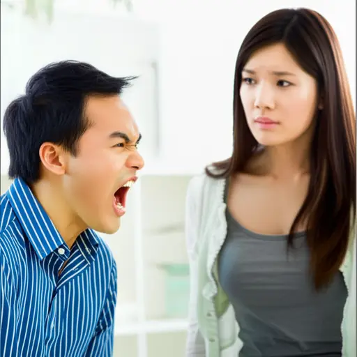 我很生气，我对他大喊大叫。