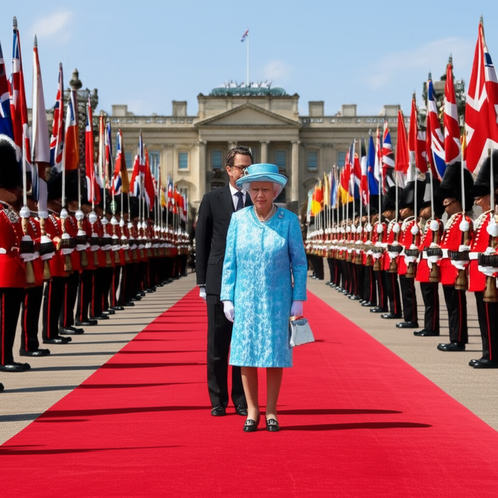 女王身后跟着一位官员。