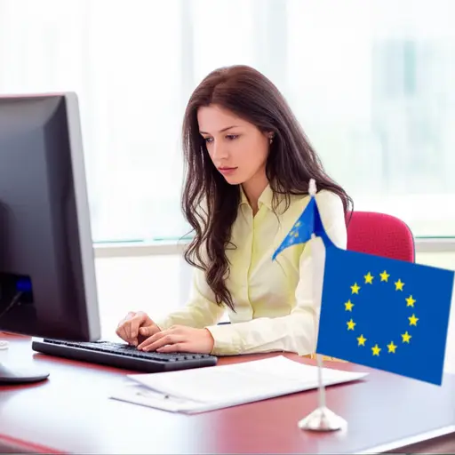 她在欧盟工作，将英语翻译成法语。