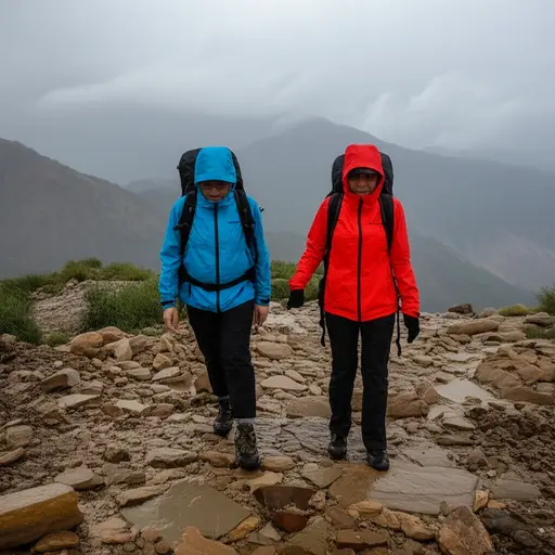 暴风雨中，两名徒步者被落石击中。