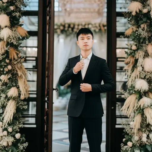 仪式开始前，新郎看起来非常紧张。