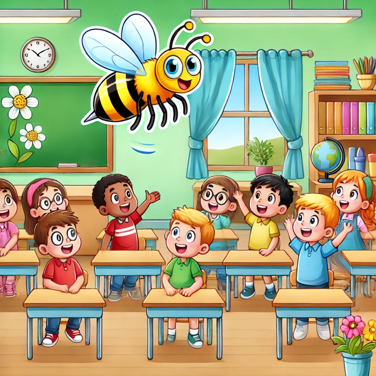 我们教室里有一只蜜蜂。