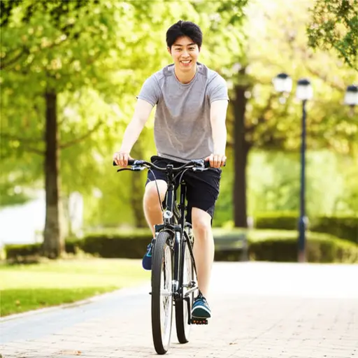 我的男朋友非常喜欢骑自行车。