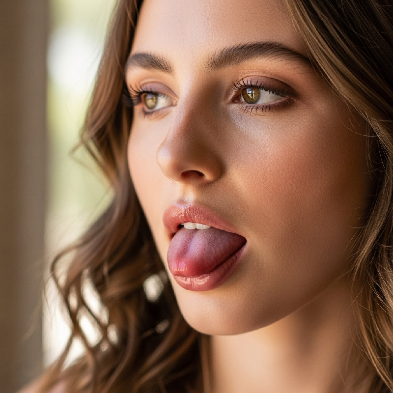 她舔了舔嘴唇以滋润它们。