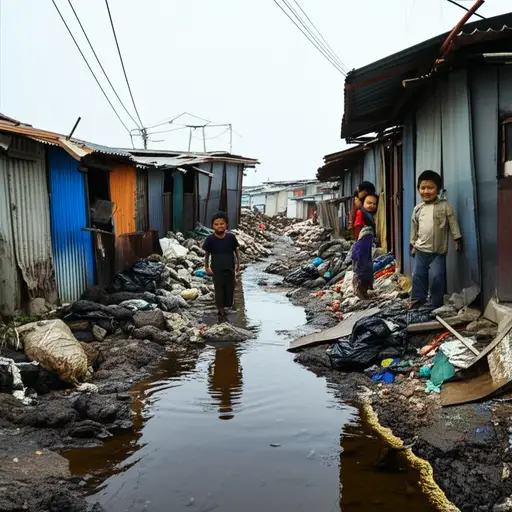 贫困常常导致卫生条件差，增加患病风险。