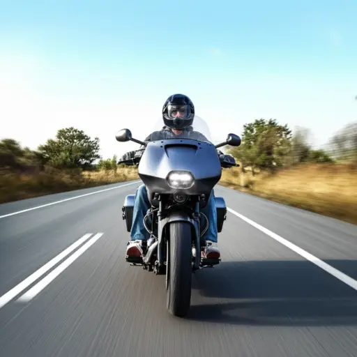 他骑着他的摩托车来了。