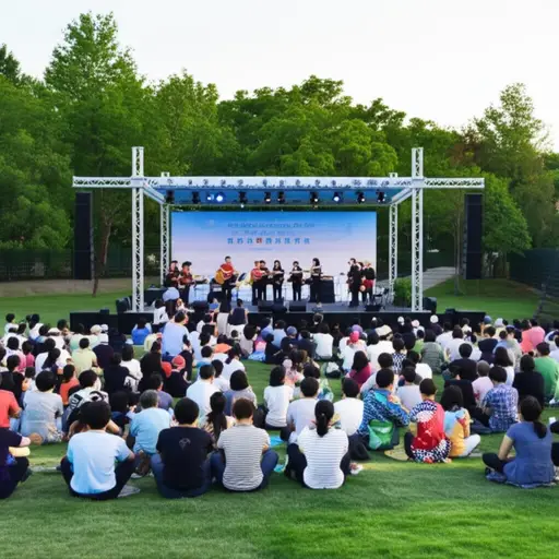 公园里的免费音乐会吸引了大量观众。