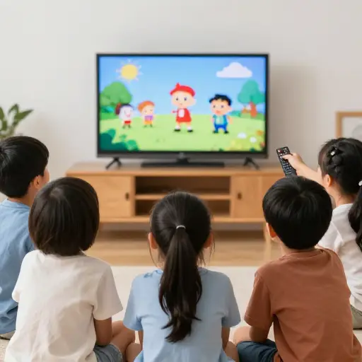 孩子们让我播放他们最喜欢的卡通片。