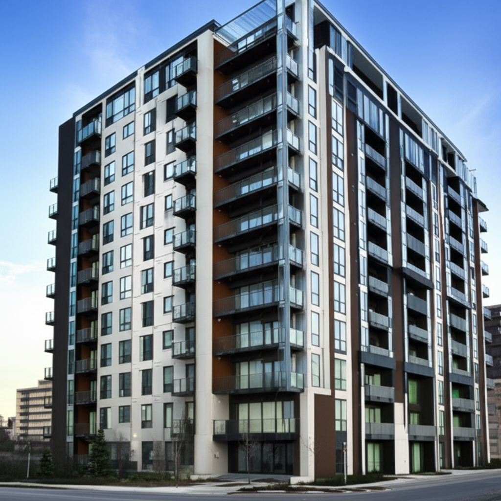 这是一栋现代化的公寓楼。