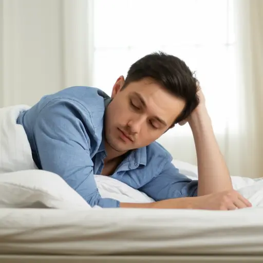 他因为生病，在床上躺了一整天。