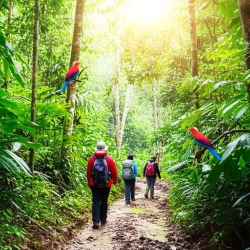 我们在徒步穿越雨林时听到了许多奇异的鸟叫声。