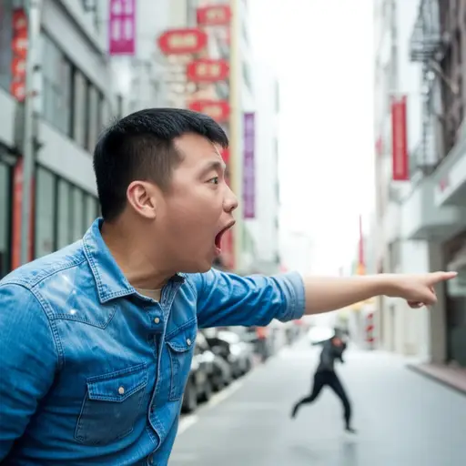 当我看到小偷时，我大喊'救命！'