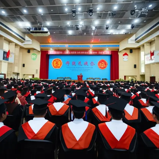 毕业典礼在学校礼堂举行。