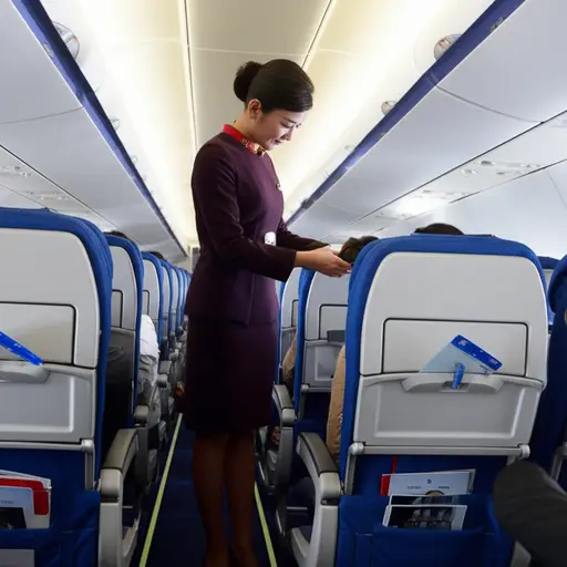 乘务员让我们查看座椅口袋里的安全卡。