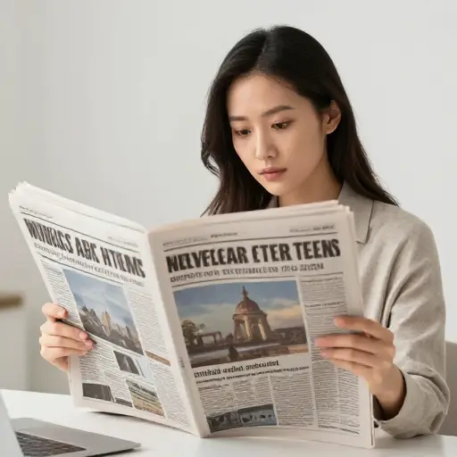 她在浏览时，报纸文章的头条立刻吸引了她的目光。