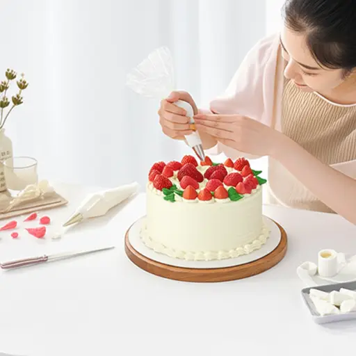 她自己装饰了这个蛋糕。