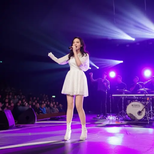 她在一个流行乐队唱歌。