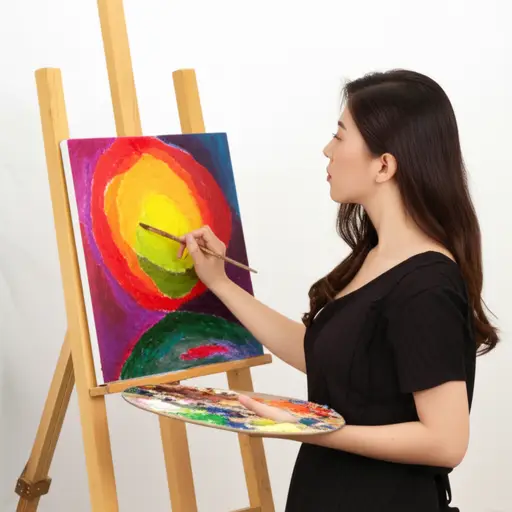 她创作了一幅美丽的画作。