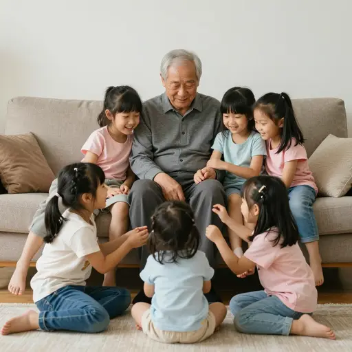 我有六个孙子孙女。