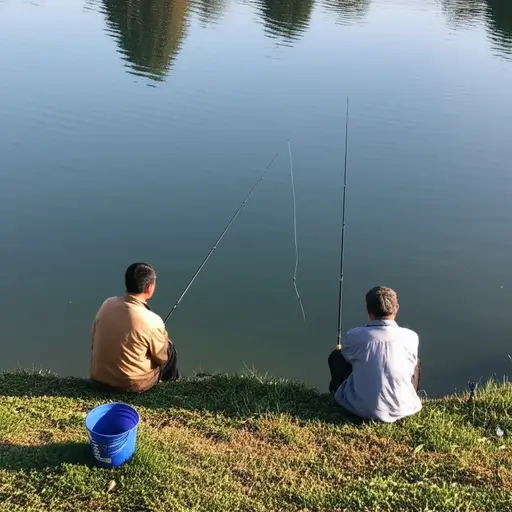 我们去钓鱼，但什么都没钓到，甚至连一条小鱼也没有。